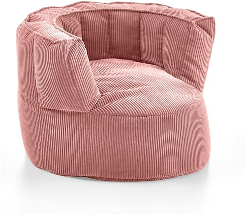 xonox.home Sitzsack groß Cord Snuggle Bodensitzsack Sitzpouf mit Rückenlehne Cord rosa B/H/T: 95x65x95cm