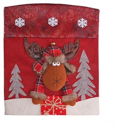 Set mit weihnachtlichen Stuhlhussen mit Weihnachtsmann-, Schneemann- und Rentier-Designs, geeignet für Bankettsäle, Esszimmer und Feiertage (H-YT84)