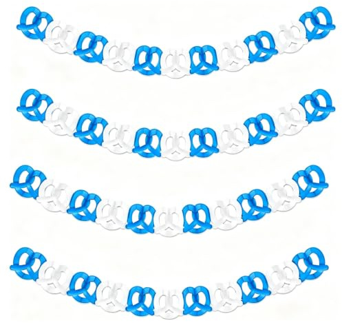 Oktoberfest Girlande 4 Stück 3M Papier Brezel Girlande, Oktoberfest Deko Hängedeko Bayerische Party Girlande, Deko Oktoberfest für Bierfest Wiesn Festzelt Garten, Bayrische Deko Oktoberfest Dekoration