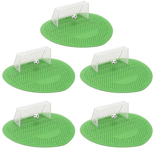 5Pcs Urinal Screen, Anti Odor Football Male Toilet Cleaner Splash Guards Soccer Goal Filter Mats, Green