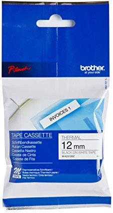 Brother MK231SBZ Nicht-laminiertes Schriftband auf Rolle 1,2 cm x 4 m in Blisterpackung 1 Rolle schwarz auf weiß