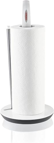 Leifheit Küchenrollenhalter ComfortLine-Serie, praktischer Standrollenhalter, Abreißen mit nur einer Hand dank Federmechanismus, Papierrollenhalter, stand- und rutschsicher, Küchenpapierhalter