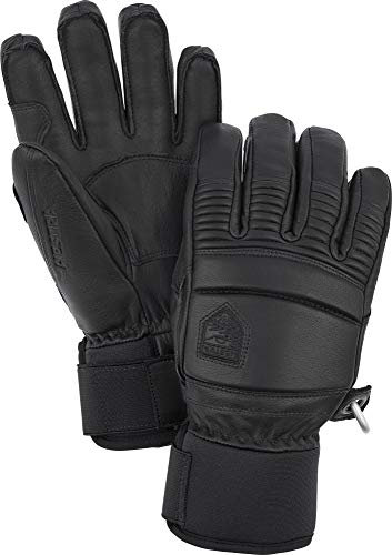 Hestra Leather Fall Line - Kurzer Freeride 5-Finger Schneehandschuh mit überlegenem Grip zum Skifahren, Snowboarden und Bergsteigen - Schwarz - 7