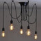TOPDÉCORÉ Éclairage Suspendu Edison 2Mètres Réglable Plafonnier Araignée Lumière Métal Fil Cage Pendentif Éclairage Lustre Moderne Industriel Lumière Lumineuse (Ampoule NON INCLUS) (5 Bras)