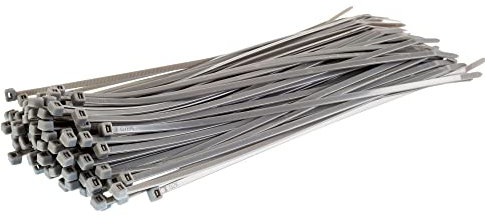 GTSE Silver Cable Ties, 300mm x 3.6mm, Pack of 100, 12” Premium Nylon Zip Ties, Multi-Purpose Plastic Tie Wraps, Secure Self-Locking Mechanism, for Home, Garden, Office and DIY