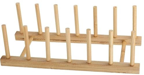 Estante para platos de madera, escurridores para platos de cocina, escurridores para platos, tapa para ollas, tazón, cuenco, soporte para exhibición de vasos, estante de almacenamiento de libros para