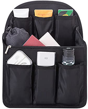 HOYOFO Backpack Organizer Insert Big Bag Divider for Rucksack Purse Lightweight Nylon Shoulder Bag Organiser Insert, Black(Large)