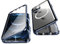 Jonwelsy Case for iPhone 12 Pro Max, 360 Degree Double-sided Protection Compatible with Magsafe Magnetic Adsorption Metal Bumper Front Tempered Glass Back Frosted PC Cover for 12 Pro Max 6.7 (Blue)