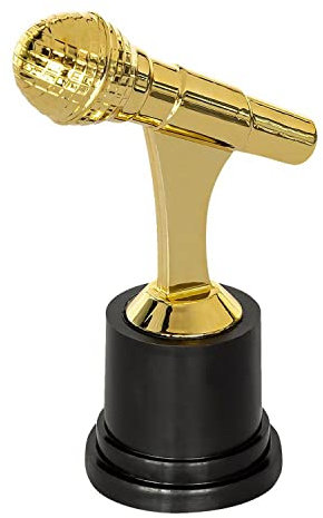 Boland- Trofeo de micrófono, Color Dorado y Negro, 12 cm (30842)