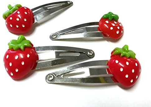 Miniblings 4er Set Erdbeeren Haarspangen Haarspange Beere rot Frucht Obst Sommer - Handmade Modeschmuck I Haarschmuck Haarclips Haarklammern