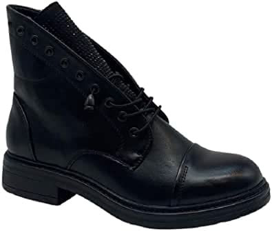 STILL Stivali Stivaletti Tronchetti Anfibi Biker Motociclista Donna Nero Inverno Bassi Tacco Basso Lacci Cerniera New Nuovo Comodo G621 41 Nero