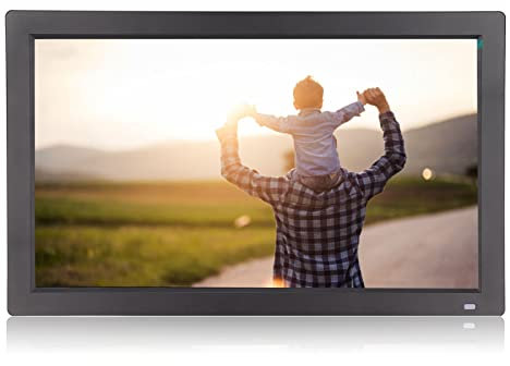 Cuifati 18,5-Zoll-Digital-Bilderrahmen, 1080P Smart Digital Photo Frame mit Fernbedienung, Zwei 5-W-Lautsprecher, HDML, USB, 3,5 Mm, SD, Power DC(EU)