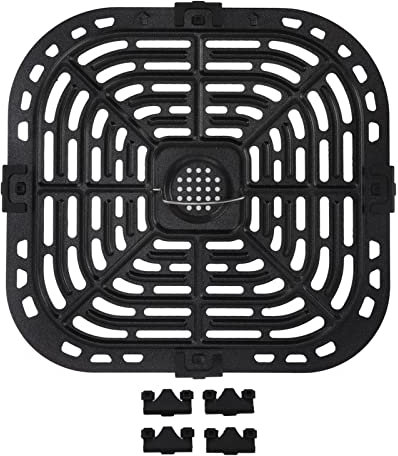 Hidyliu Air Fryer PoêLe Grill Rechang, Tapis Cuisson Friteuse à Air Carré 23.5x24.5cm / 9.25x9.65inch Friteuse Remplacement Grill Pan 304 Acier Inoxydable Friteuse Remplacement Crisper Plate