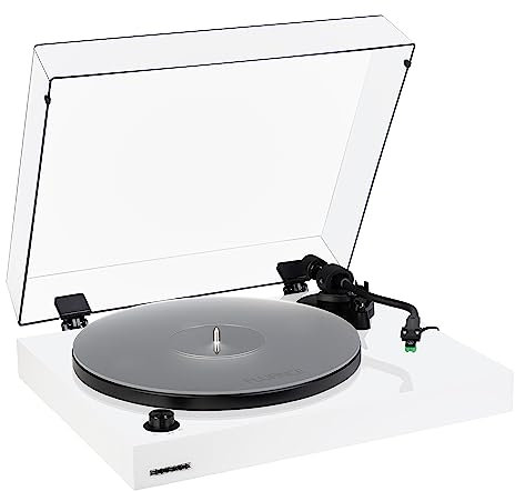 Fluance RT81+ Elite High Fidelity Vinyl Turntable Record Player, Audio Technica VM95E Cartridge, Anti-Resonant Platter, Acrylic Mat, Phono Preamp, Wood Plinth, Adjustable Isolation Feet - Piano White