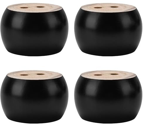 TCHOSUZ Lot de 4 pieds de meubles en bois massif tourné noir de 5 cm avec boulons de suspension M8 et écrous en T ou rehausseurs pour canapé, armoire, ottomane inclinable