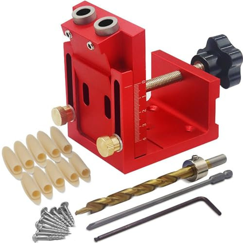 Jargrovs Pocket Hole Jig Kit,Dima per Fori a Tasca regolabile,dima per spinatura legno,fai da te,stencil per la lavorazione del legno e la creazione di mobili