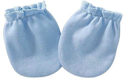 Ailan Baumwoll Baby Handschuhe für vier Kinder, Zubehör, Kratzfäustlinge, Handschutz, Zubehör für Jungen, Anti Griff Säuglingspflegeprodukte, Blau