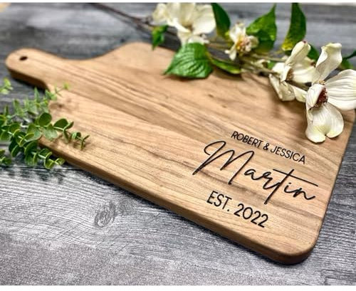 Tablas de cortar personalizadas, tabla de embutidos grabada en madera con asa, tabla de queso, tabla de cortar para inauguración de la casa, regalos de cocina, decoración para