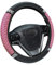 Huiguli Couvre Volant Voiture, 37-38.1CM Bling Housse Volant Voiture en Cuir Microfibre, Universelle Protège-Volant pour Auto Volant Ronde en D, Respirant et Antidérapant, Rose
