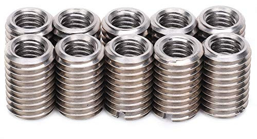 Leopacat Adaptador de Rosca M8 a M12, Manguito de Reparación de Acero Inoxidable Tuerca Reductora Insertos de Tuerca Reductora de Conversión de Rosca Macho M8 Hembra y M12 Largo12 MM 10 Piezas