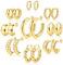 BodyBonita Ohrringe Gold Creolen Set,9 Paar 14K Echt Vergoldete Creolen Gold Kleine für Damen, Hypoallergen Ohrringe Hoop Leichte Ohrring Hoop für Mädchen