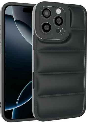 GTElectro Für Apple iPhone 16 Pro Max Hülle, Pufferjacke Design Weiche Slim TPU Schutzhülle mit Kameraschutz, Langlebige Handyhülle, Stoßfeste Flexible iPhone 16 Pro Max Hülle (Schwarz)
