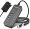 RSHTECH Powered USB Hub, 7-Port USB-C Hub Splitter with 3x 10Gbps USB 3.2 Data Port (2C+1A), 4x 5Gbps USB 3.0 Ports (2C+2A), Aluminum USBC Multiport Adapter with 3.3ft USB C/A Long Cable