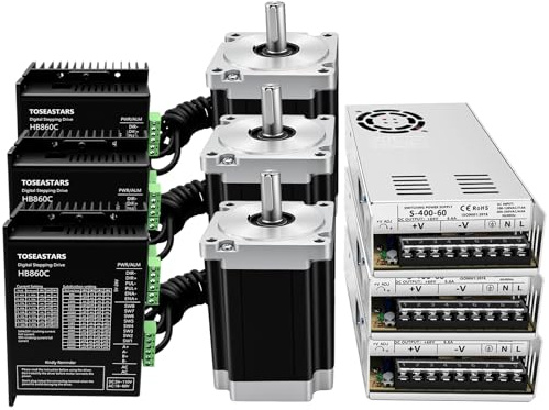 3-Achsen Nema 34 Schrittmotor Kit CNC Controller mit Nema34 Stepper Motor 8,5Nm 6A & Schrittmotoren Treiber, 60V 400W Netzteil & USB Mach3 Steuerkarte für Fräsmaschinen Gravurmaschinen