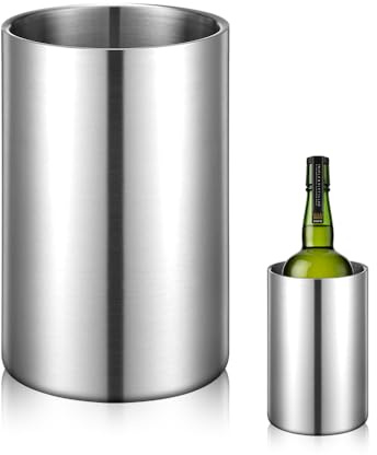 Udbrud Flaschenkühler für Wein, Champagner und Sekt Flaschen, Doppelwandiger Edelstahl Sektkühler Weinkühler, Getränkekühler Weinflaschenkühler für Zuhause oder Outdoor Weinabende