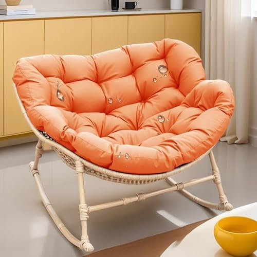 ZSWXF Schaukelstuhl Auflage 125x130x10cm, Schaukelsessel Outdoor Kissen Wasserdicht Rattan Sitzkissen Papasansessel Indoor, Gartenstuhl Auflage Auflage Doppelt (Nur Kissen),Orange