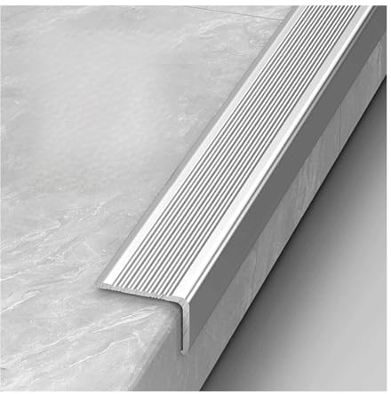 Profilo per Scale in Alluminio con scanalatura, Protezione Antiscivolo a Forma di L per Bordi di Scale Interne ed Esterne, per gradini in Legno/Cemento