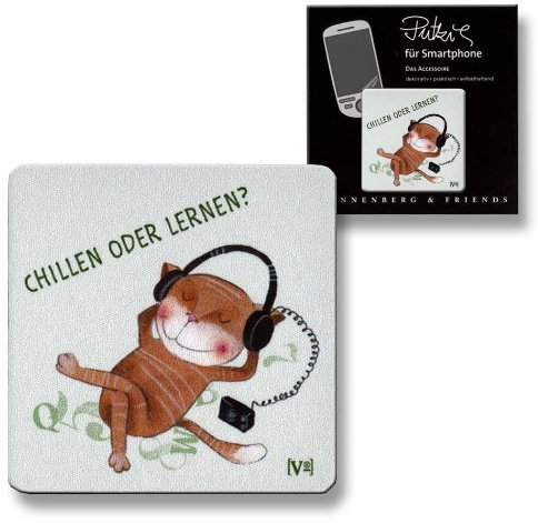 Putztuch fürs Handy Displayputztuch Putzi für Smartphone Katze Chillen oder Lernen?
