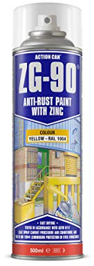 (PACK OF 5) 500ml Safety Yellow ZG-90 Zinc Galve Spray Paint Plant Machinery Yellow