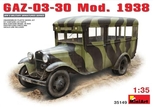 Mini Art 35149 1:35 GAZ-03-30 Mod. 1938 Bus - originalgetreue Nachbildung, Modellbau, Plastik Bausatz, Basteln, Hobby, Kleben, Modellbausatz, Zusammenbauen, unlackiert