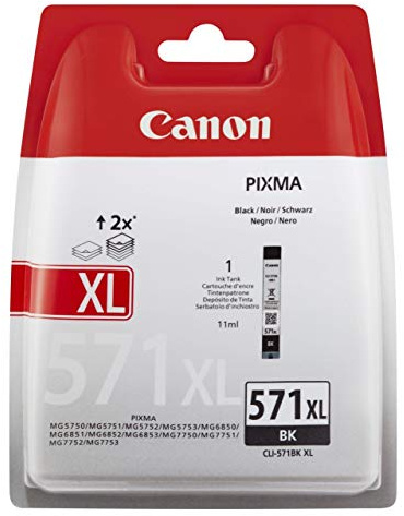 Canon Originaltinte CLI-571XL BK, Größe XL, Schwarz, Plastikverpackung (alte Version)
