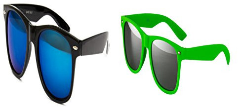 Ciffre 2 Brillen im Set Nerdbrille Nerd Brille Sonnenbrille Schwarz Blau Verspiegelt Grün Spiegel