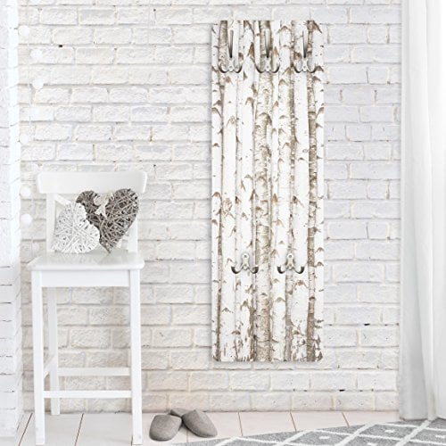 Bilderwelten Garderobe - Top Holzoptik Garderoben, Größe HxB:105cm x 34cm, Motiv:No.YK15 Birkenwand
