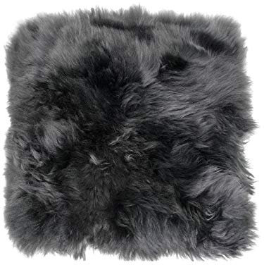 Harrys-Collection Sitzkissen 42x42 cm aus bestem Lammfell hochwollig, Farben:dunkelgrau