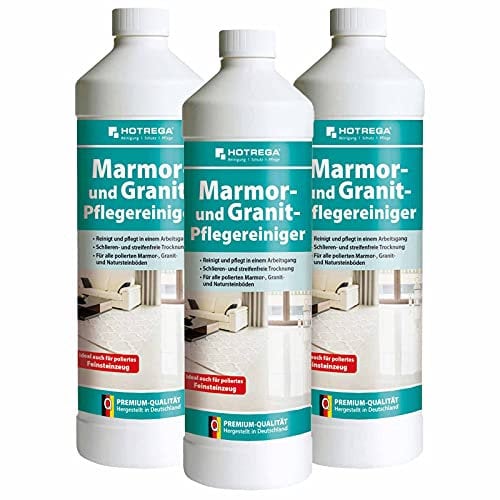 HOTREGA Marmor und Granit Pflegereiniger Konzentrat 1l - Marmor-Reiniger, Fliesenreiniger, Steinreiniger, Natursteinreiniger, Mengen:3