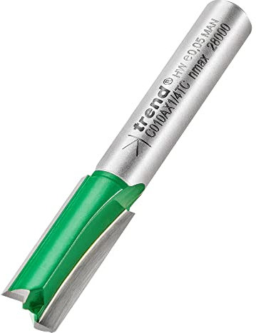 Trend CraftPro Straight Two Flute Router Cutter Bit, 1/4 Inch Shank, 7.5mm Cut Diameter & 19mm Cut Length, Tungsten Carbide Tipped, C010AX1/4TC
