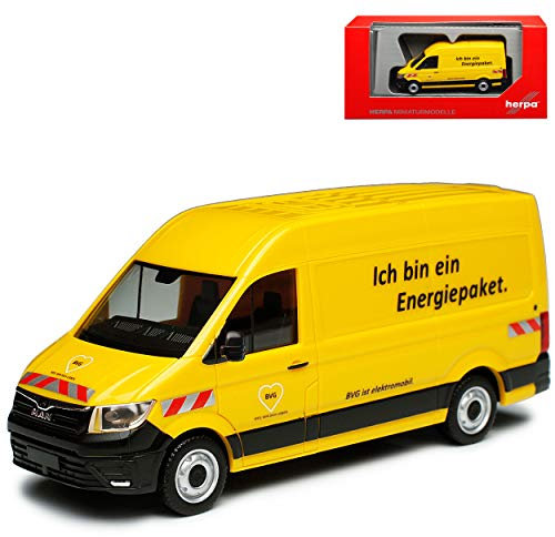 Herpa Man Man TGE Transporter Kasten Gelb E-TGE BVG Baugleich Volkwagen Crafter Ab 2016 H0 1/87 Modell Auto mit individiuellem Wunschkennzeichen