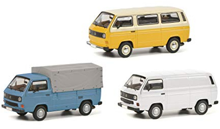 Schuco Set 40 Jahre VW T3, Set enthält: VW T3 Kasten, Pritsche und Bus, Modellautos 1:43, Limitierte Auflage