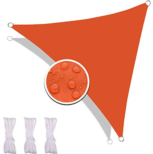 Redfire Voile d'Ombrage Triangle Imperméable 5X5X5M, Sèche Rapidement Voile d'Ombrage Toile dOmbrage Protection Solaire Différentes Tailles Compris Corde Fixation pour Plate-Forme Orange