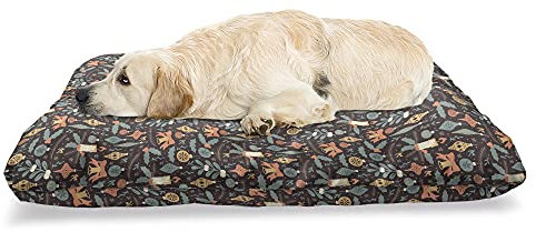 ABAKUHAUS Weihnachten Haustierbett, Weihnachten Verwandte Elemente, beissfestes Kissen für Hunde und Katzen mit abnehmbaren Bezug, 60 cm x 100 cm, Dunkle Mauve und Multicolor