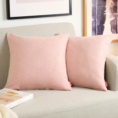Blumtal 2er Set Kissenbezug 40x40 rosa - kuschelige Chenille Kissenbezüge mit verstecktem Reißverschluss, Oekotex Zertifizierte Kissenhülle für Deko-Kissen Sofakissen Polster & Zierkissen