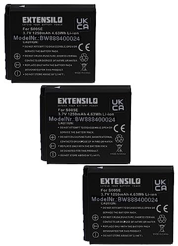 EXTENSILO 3X Akku kompatibel mit Ricoh GR Digital II, GR Digital, GR, GR Digital IV, GR DIGITAL III Kamera (1250 mAh, 3,7 V, Li-Ion)
