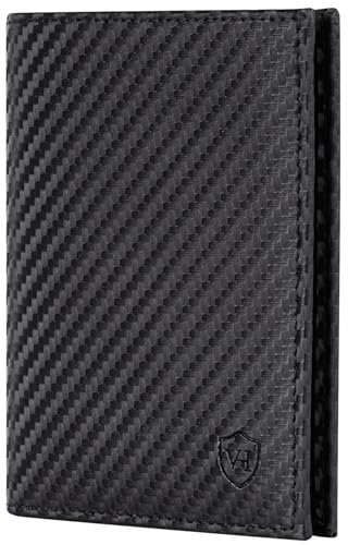VON HEESEN Leder Geldbörse Herren mit Münzfach & RFID Schutz I Echtleder Geldbeutel für Männer & Damen I Portemonnaie Brieftasche Wallet Portmonee (Carbon-Schwarz, MIT MÜNZFACH)