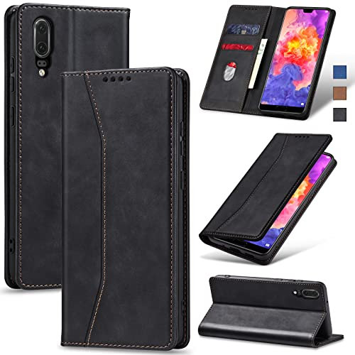 Jasonyu Coque pour Huawei P20, Housse Etui en Cuir PU Portefeuille [Antichoc] [Magnétique] [Porte Cartes] [Stand Fonction] Flip Coque (Noir)