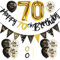 GoldRock 70 Geburtstag Deko Schwarz Gold, 70. Geburtstag Männer Frau, Deko 70 Geburtstag Mann Frau, Luftballons 70 Geburtstag, Happy Birthday Girlande,Folienballon Zahl 70, Geburtstagsdeko 70 Jahre