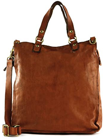 Campomaggi Leder Schultertasche Shopper Shopping Bag Cognac braun